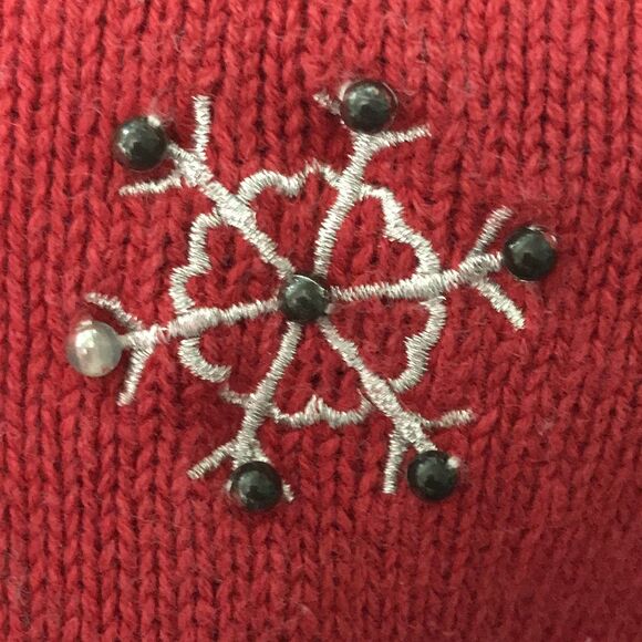 Classic Elements Christmas Snowman Sweater Women's XL Red Ramie Cotton Full Zip - Picture 6 of 12